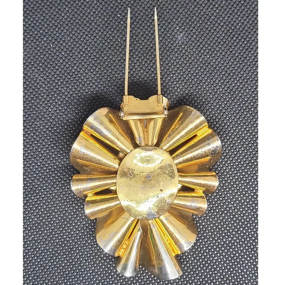 Vintage Black Cameo Gold Vermeil Bow Brooch Clip‎ – Chic Retro Accessory
